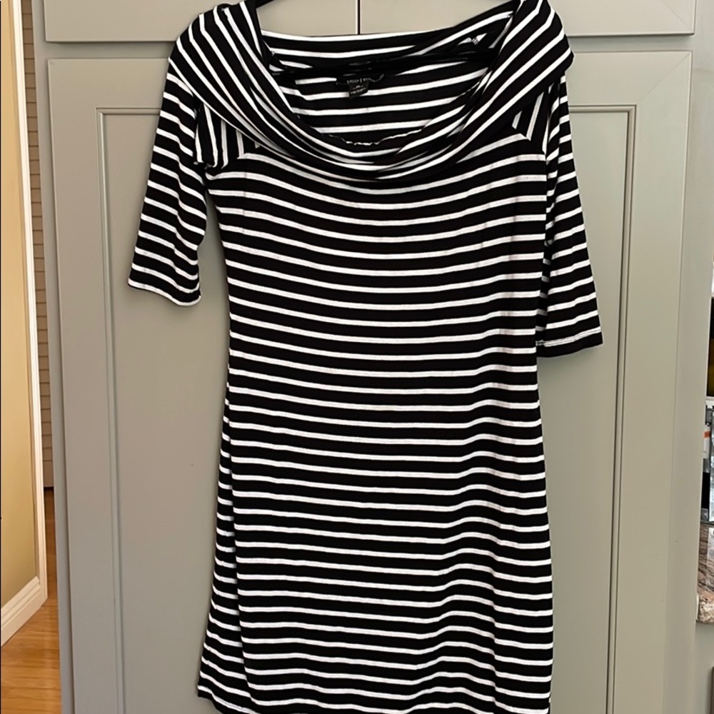 WHBM Striped Off The Shoulder Dress